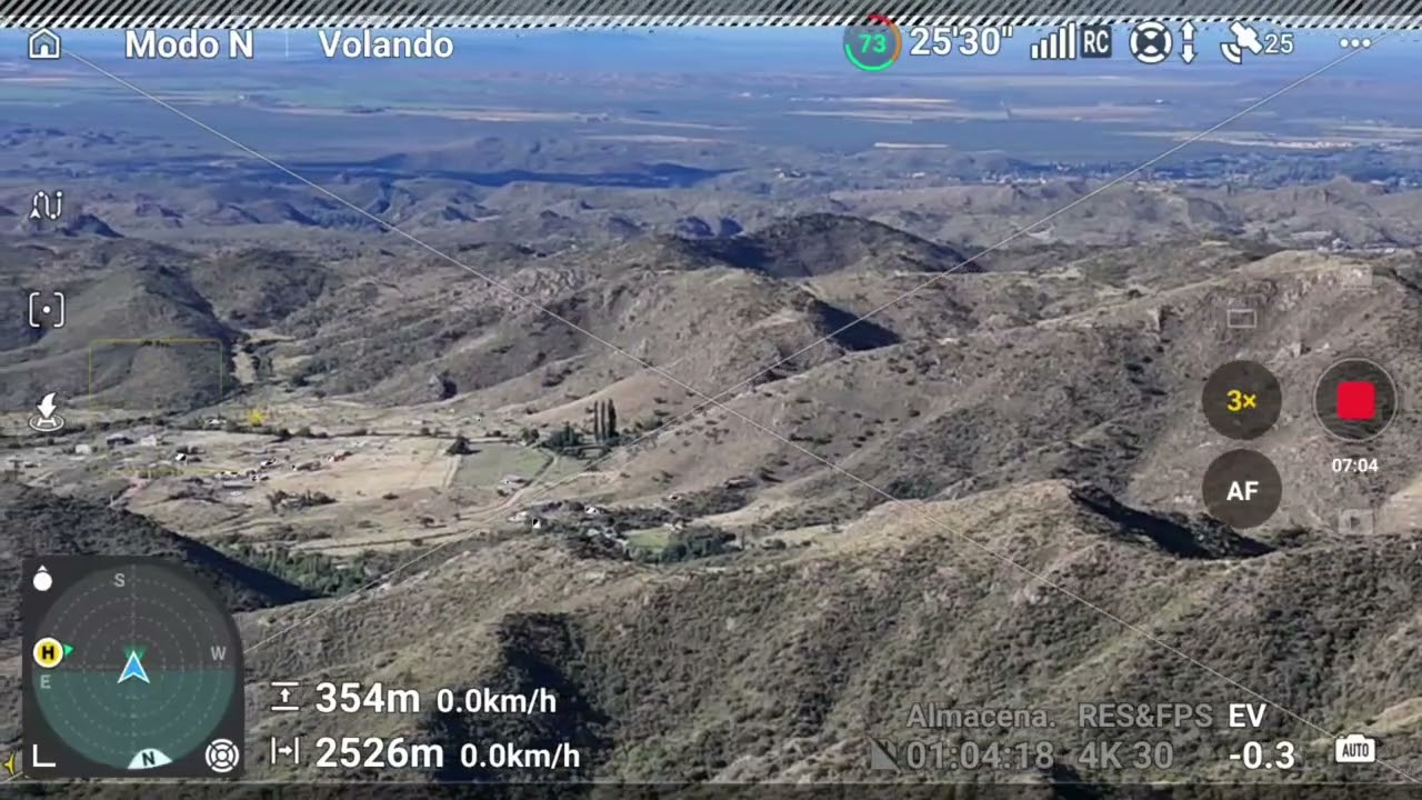 Telemetría de un vuelo con DJI Mini 4 Pro, sobrevuelo de las Sierras Centrales