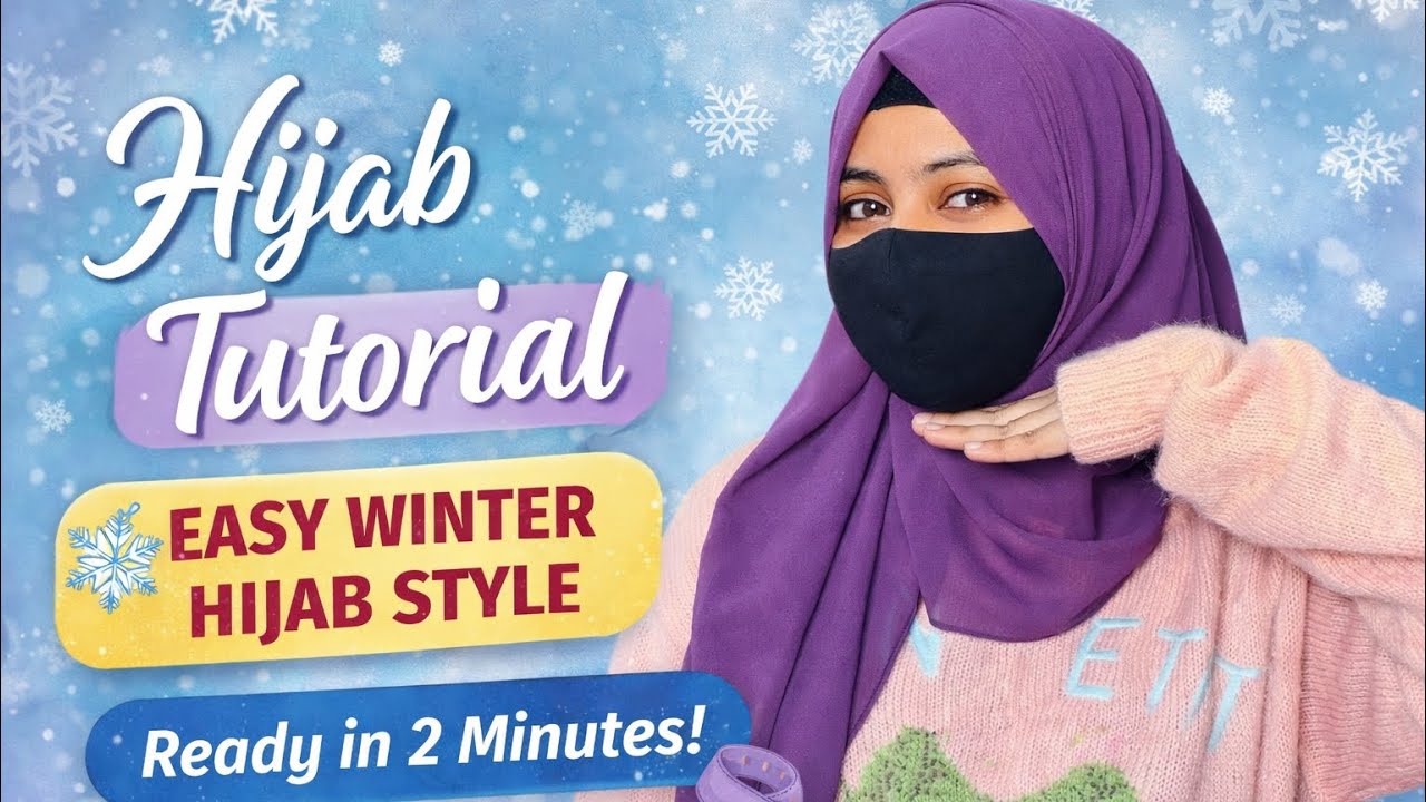 Winter Hijab Tutorial for Busy Girls 💕 | No Hard Steps, 2 Min Only | Hijab tutorial ✨