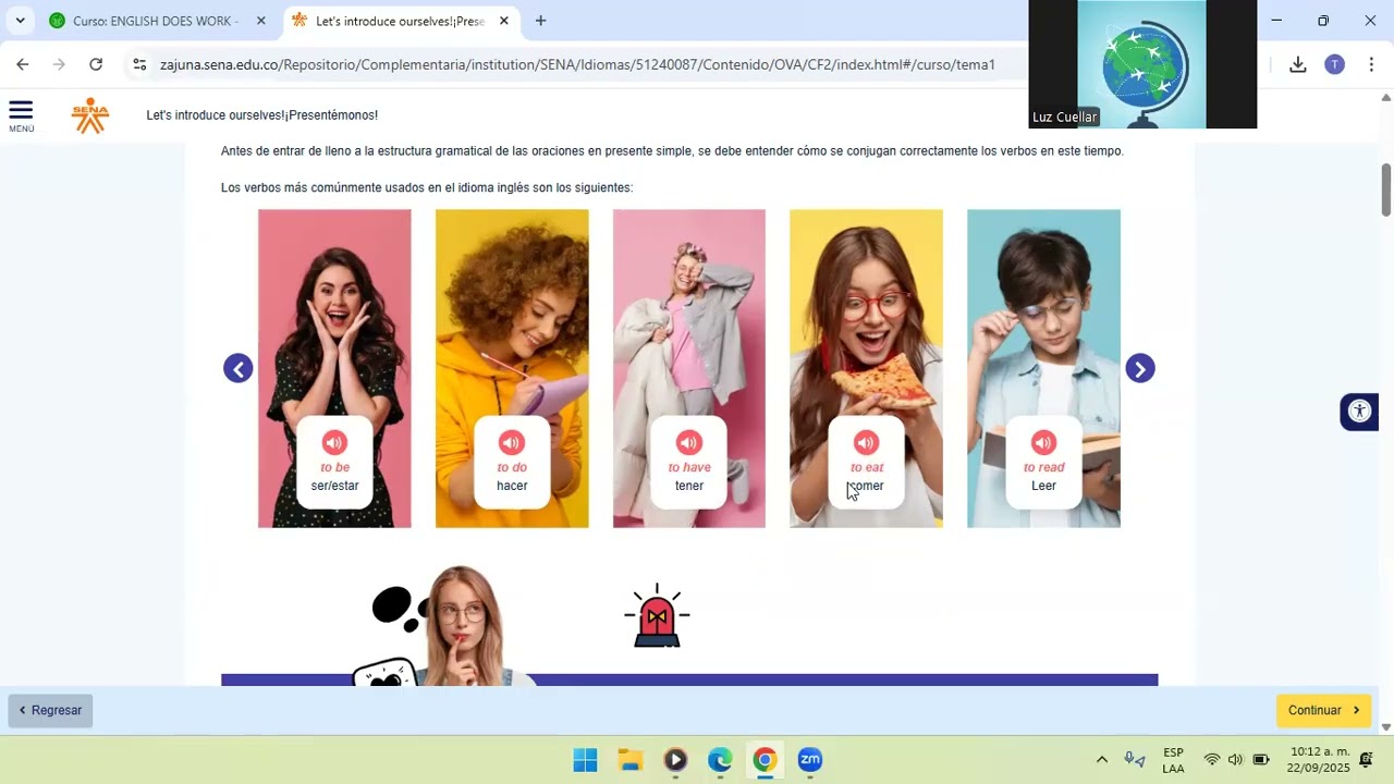 Inglés 1 - Estructura Presente Simple, Ejemplos Evidencias