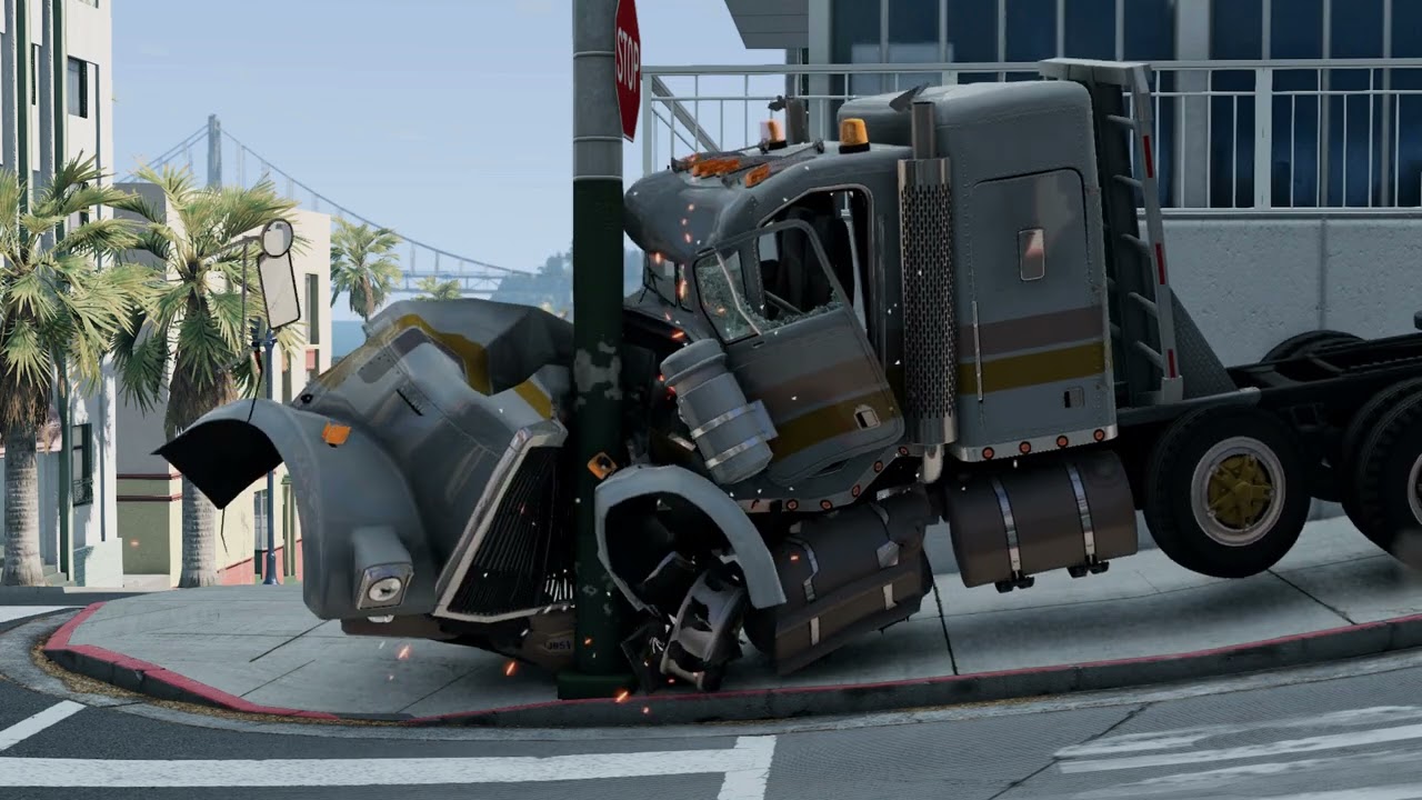 Heavy duty trucks slow motion crashes v/s traffic 2 #beamngdrive #monstertruck #heavytruck