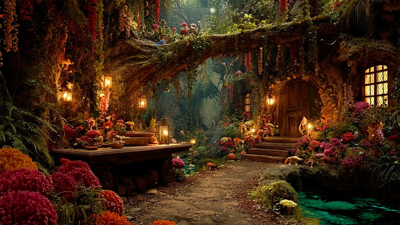 Secret Fairies’s Cottage 🌲 Relaxing Magical Forest Ambience w/ Music 🍃 Serene Nature Escape