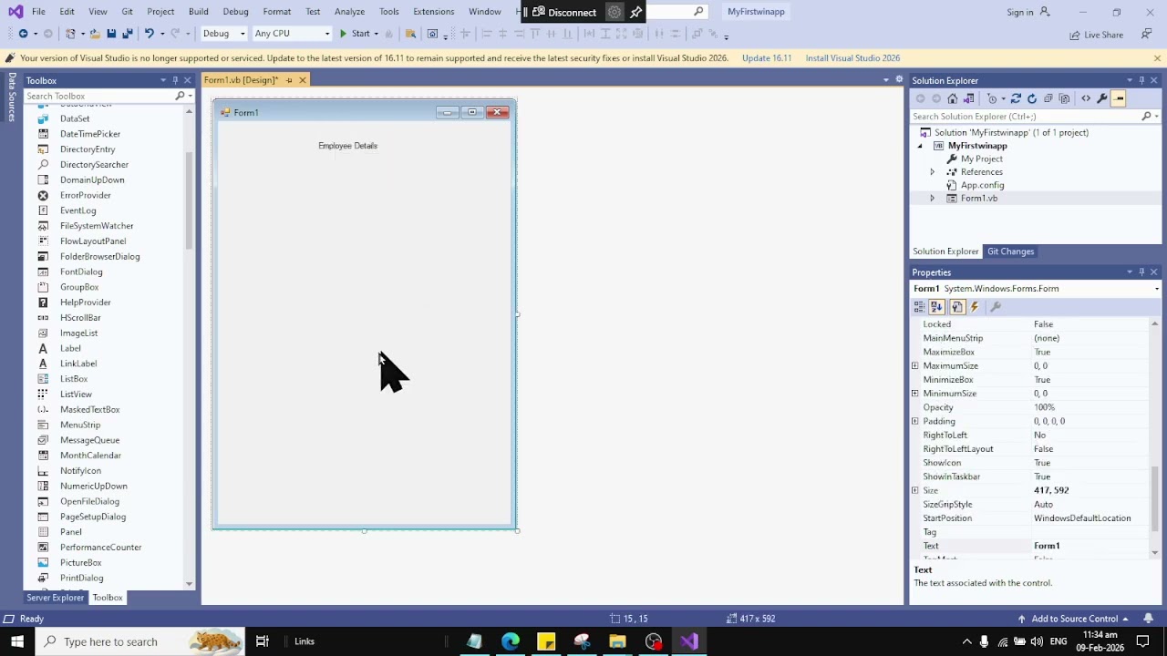 Class 01 Designing First Employee App Design in VB DOT NET