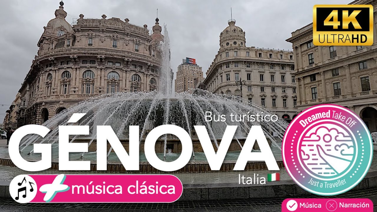 Génova: Bus turístico. Génova, Italia 🇮🇹. 4K. #viajes #genova #italia