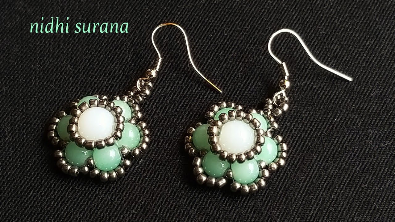 🏵️ Beautiful Beaded Flower Earrings || DIY Earrings (0195)