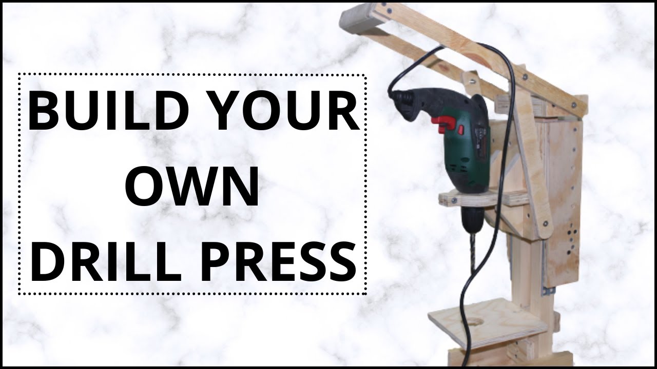 DIY - DRILL PRESS WITH ADJUSTABLE TABLE USING LEFTOVER WOOD