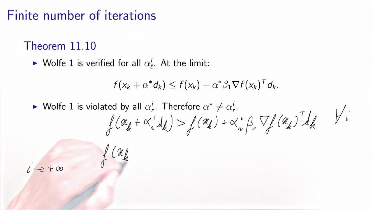 Descent methods and line search: finiteness of the line search algorithm