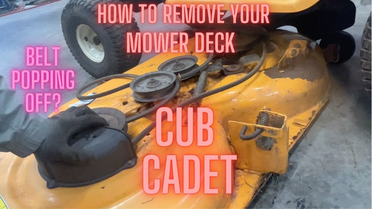 How to Remove and Install Your Mower Deck on a Cub Cadet 46in LTX 1146, LT GT. Belt popping off fix