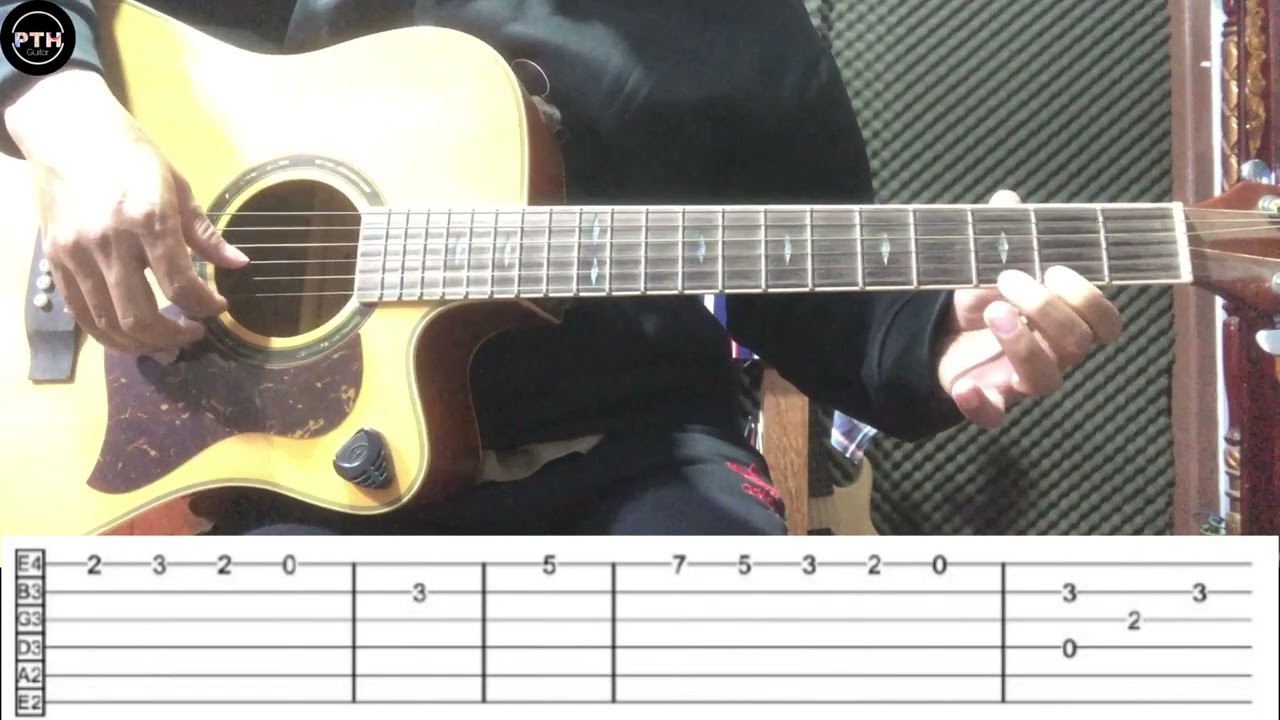 ဆည်းလည်းလှိုက်သံ guitar intro tutorial by@pthguitar