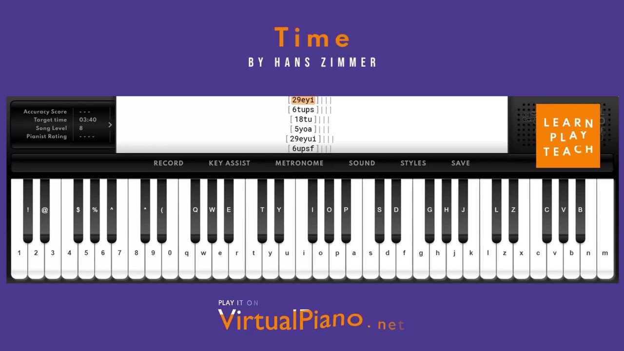 Time (Inception) on Virtual Piano - #EXPERT