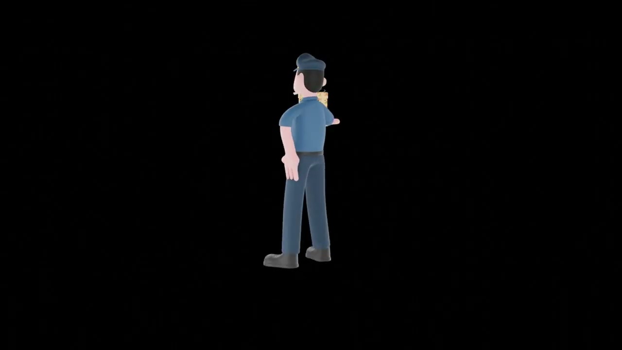 3D Cartoon Police Officer Turntable | Friendly Cop with Gift Box