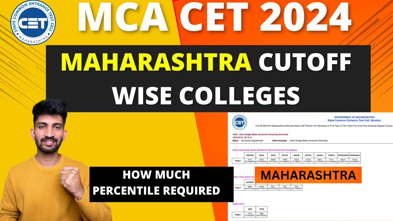 MCA CET Maharashtra Cutoffs Wise College 2024 | MCA CET Cutoffs wise Colleges 2024