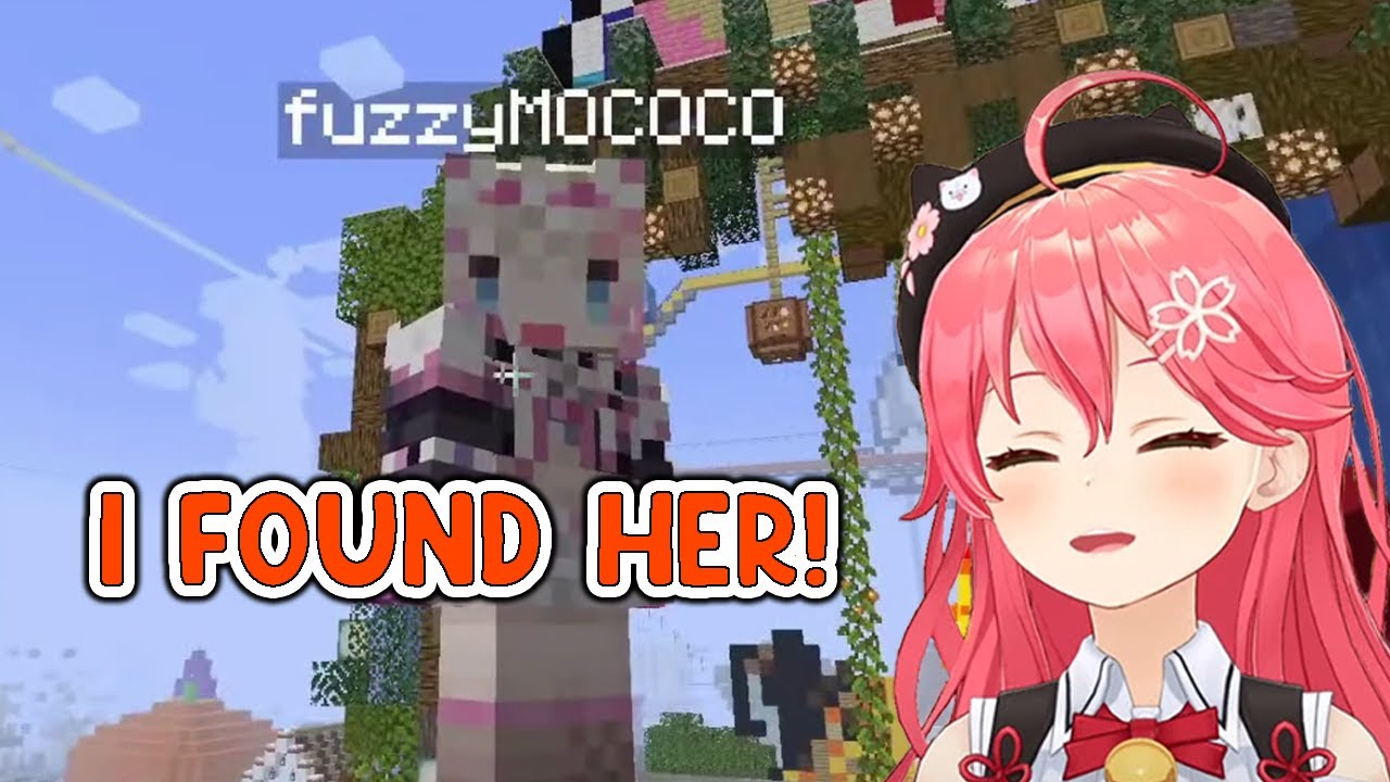 Miko's first interaction with FuwaMoco in Minecraft
