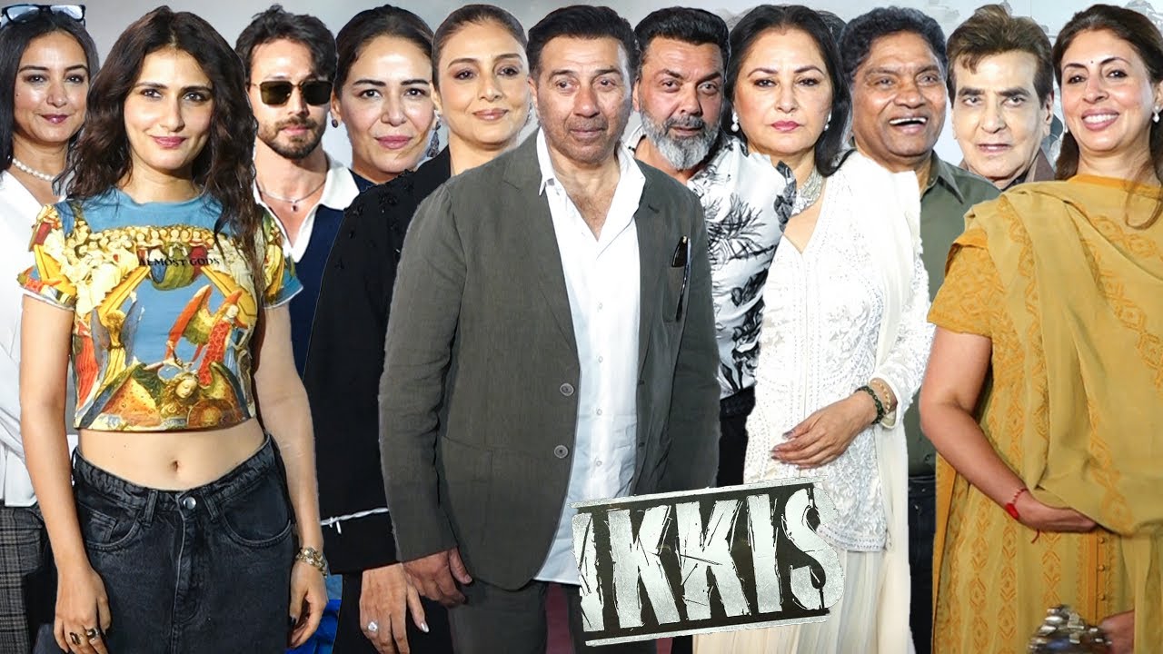 Celebrities Arrive At Dharmendra Ji Last Movie Ikkis Screening | Sunny Deol,Bobby Deol,Tiger,Jaya