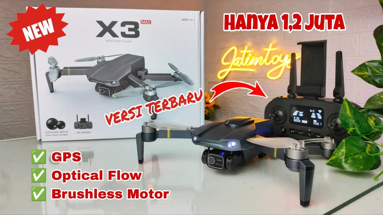 JANGAN SALAH BELI! THE NEW X3 MAX (X3 PRO) Drone 1,2 Jutaan GPS Brushless Optical Flow