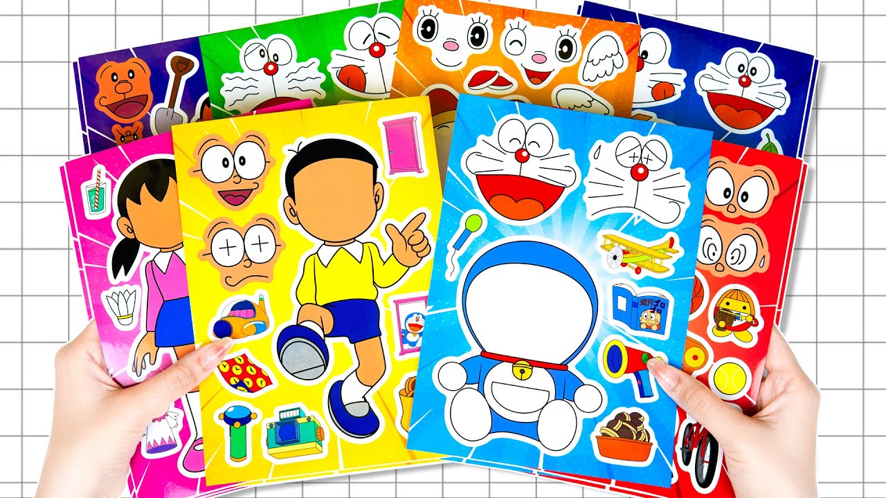 DORAEMON STICKER BOOK MAKEOVER ASMR | FUN ACTIVITIES WITH DORAEMON, NOBITA, SHIZUKA & FRIENDS!