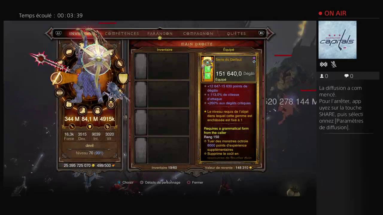 Diablo niveau 150