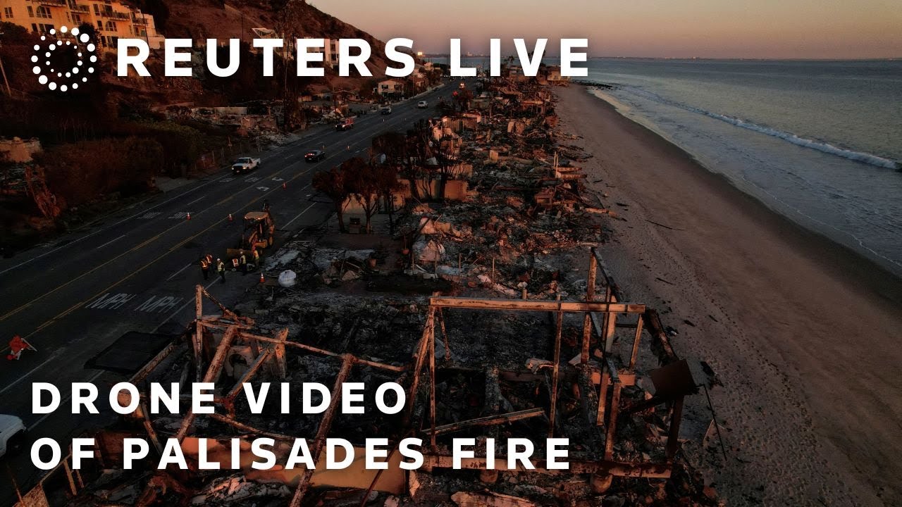 LIVE: Drone captures destruction from Palisades Fire