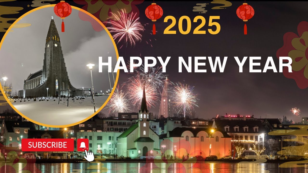 New Year 2025 Fireworks in Reykjavik, Iceland | Northern Lights and Fireworks #newyear2025 #iceland