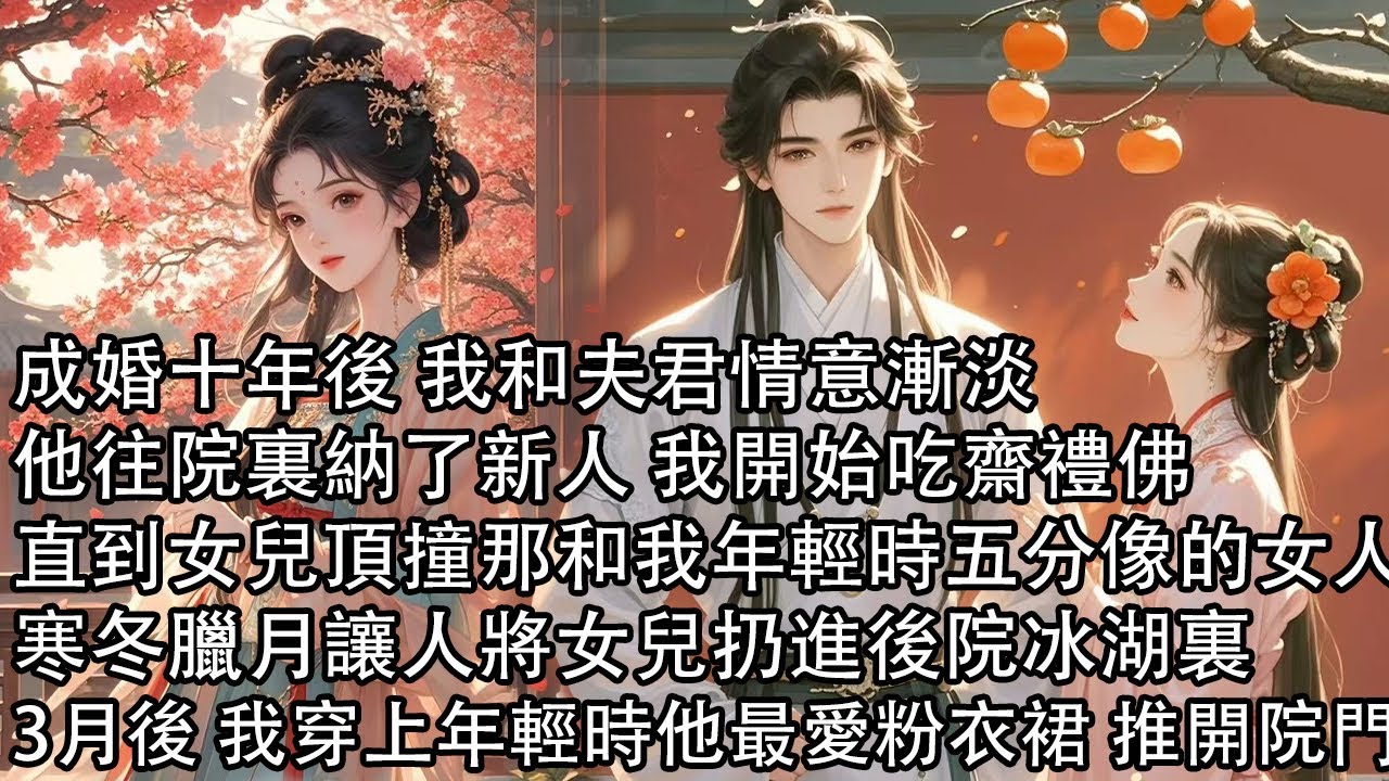 【完結】成婚十年後 我和夫君情意漸淡，他往院裏納了新人 我開始吃齋禮佛，直到女兒頂撞那和我年輕時五分像的女人，寒冬臘月讓人將女兒扔進後院冰湖裏，3月後 我穿上年輕時他最愛粉衣裙 推開院門