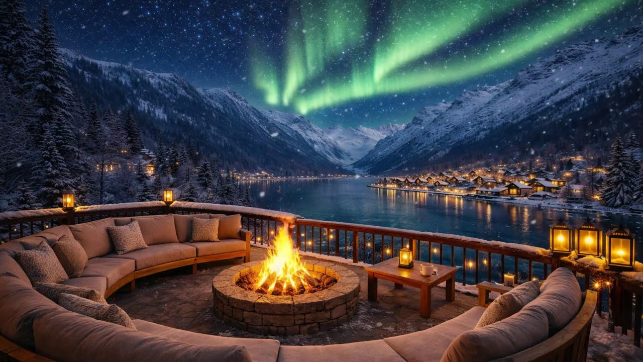 Still Winter Night Ambience 🌙 Cozy Cabin Fireplace for Fast Sleep & Calm Mind