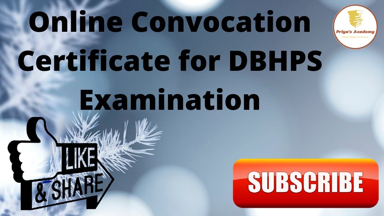Online Convocation Certificate for DBHPS Examination