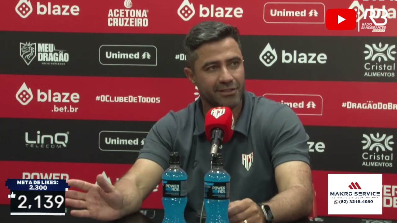 Coletiva do ex-técnico do Atlético Goianiense, Rafael Lacerda, após a derrota para o Goiás por 2 a 0