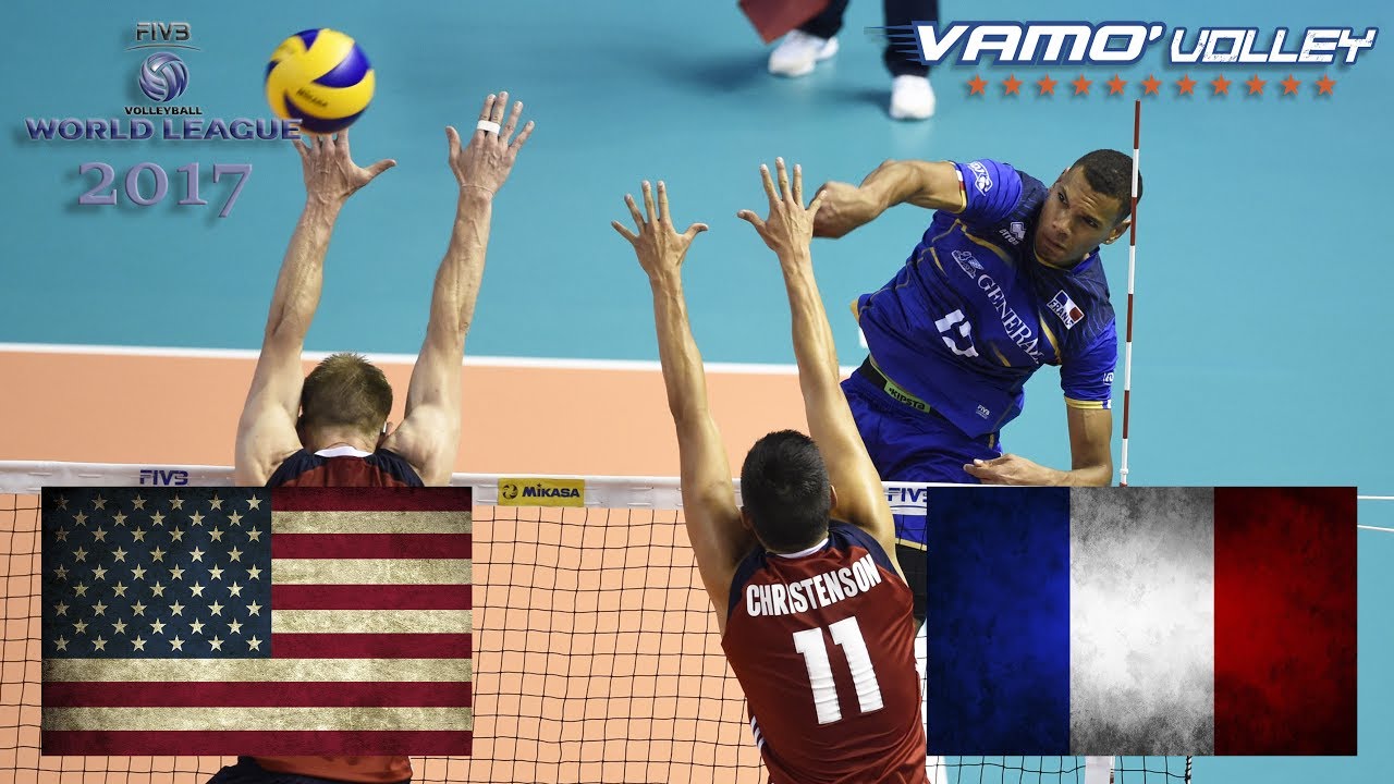 ALL BREAKS REMOVED - USA v France - FIVB World League 2017 Pool Play