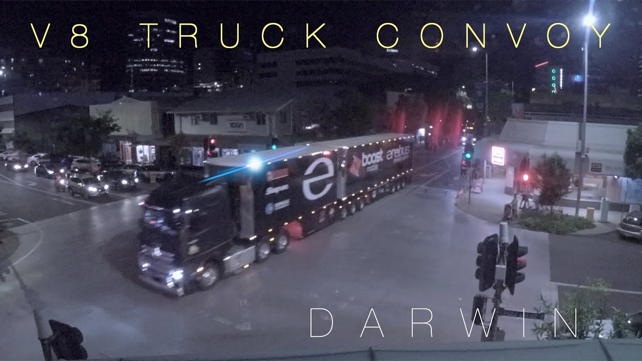 🇦🇺2021 V8 Supercars 🏎Darwin Night Truck Convoy | Full Transporter Convoy | Drone Kings in Darwin