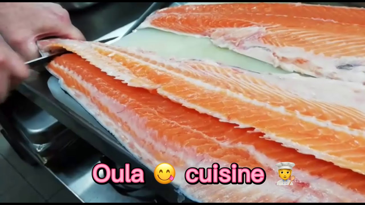 Lever et parer les filets de saumon 🍣 sans la moindre perte  de chair méthode de chef 👨‍🍳 😋💪🤗