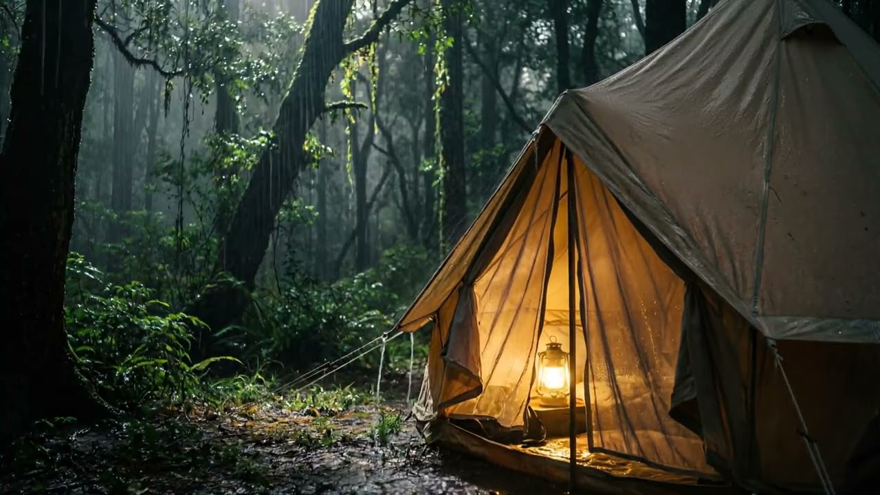 Rainy Night Inside a Camping Tent – Deep Forest Rain ASMR