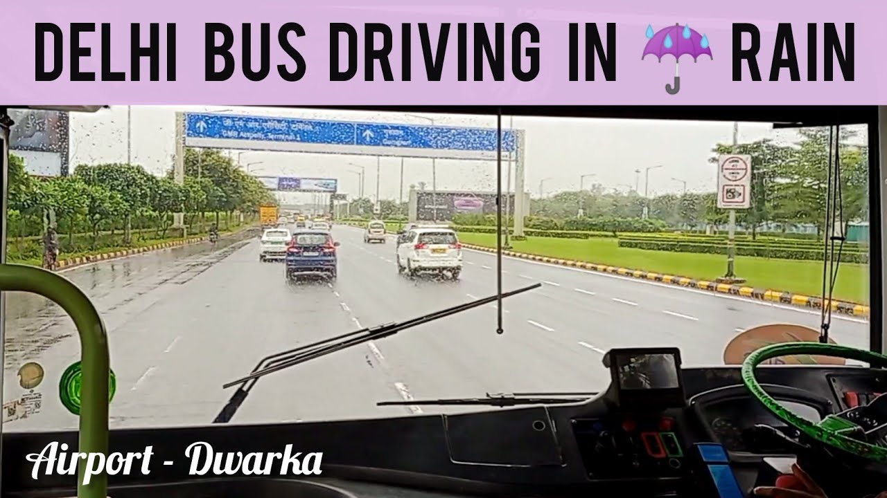 Skilled Delhi Bus Driver l DTC bus l Bus driving in rain l Delhi airport to Dwarka sec-8 , Route-772