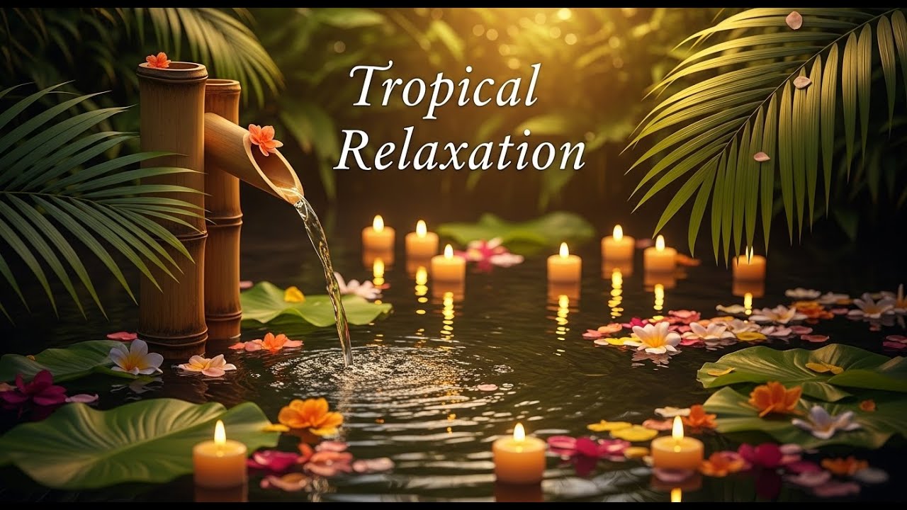 Tranquil Zen Forest Drift Bamboo Fountain and Candle Glow for Healing Meditation Sleep Calm Serenity