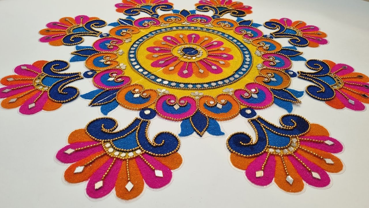 Designer OHP sheet rangoli using rangoli powder