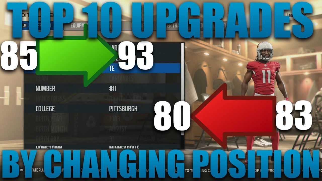 Top 10 Player Overall Upgrades By Changing Positions! Madden 18 Franchise Tips!