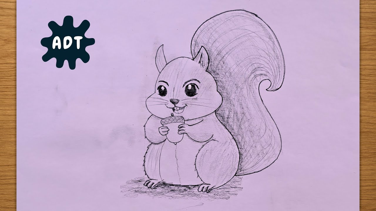How to Draw a Cute Squirrel Holding an Acorn Easy Step by Step