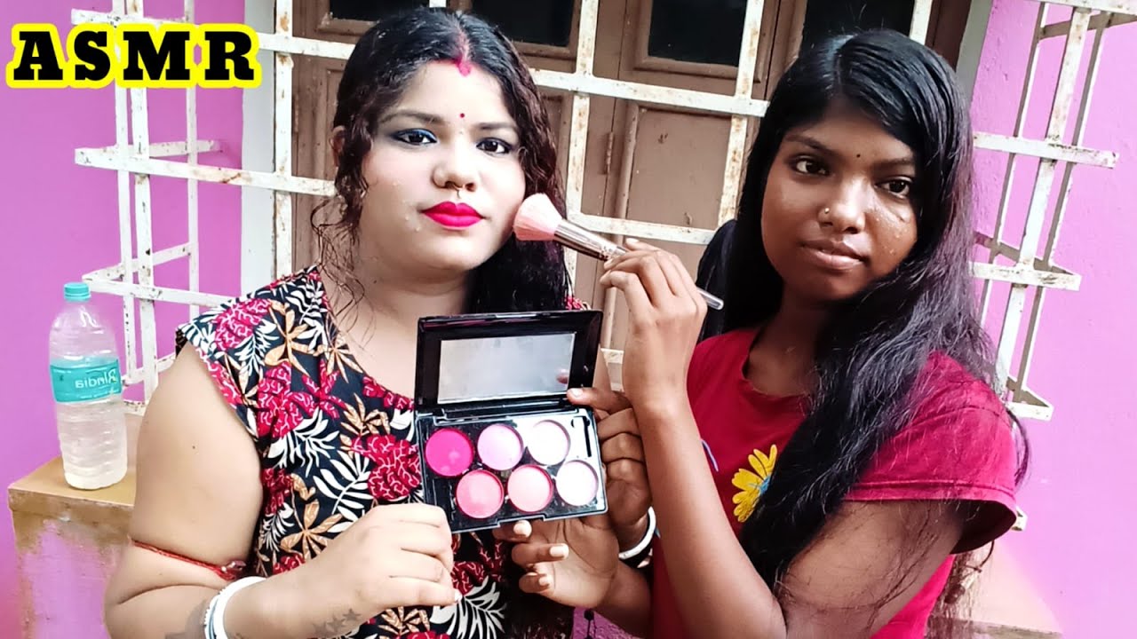 ASMR-Does My Sweet Sister Indian Bridal Makeup Outdoor (Tutorials Makeup) @asmrsangi7044 ❤️💋🌹