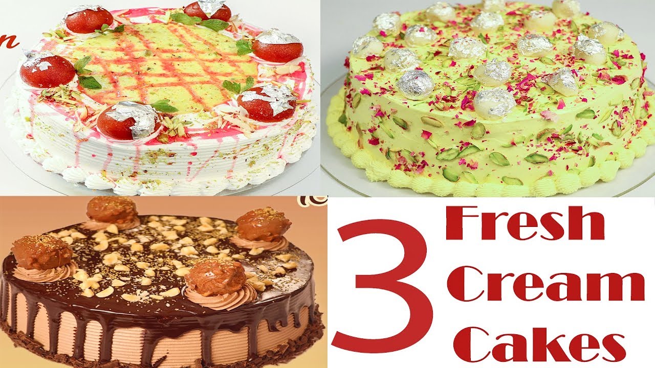 3 Eggless Fresh Cream Cakes Recipe In Hindi Tips & Tricks गुलाब जामुन रसमलाई फेर्रोर रोचर केक