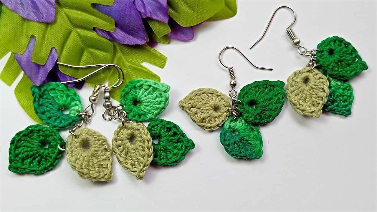 CROCHET EARRINGS | HOW TO CROCHET LEAF EARRINGS | LEAF TUTORIAL | CROCHET FOR BEGINNERS