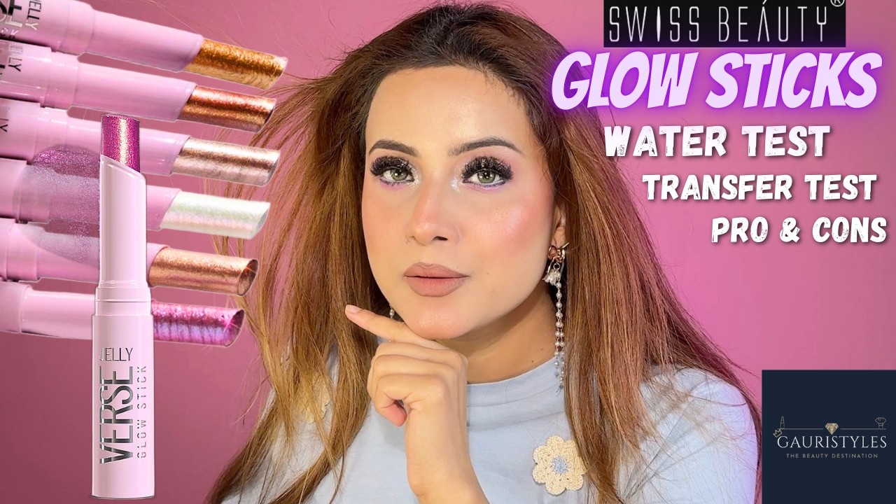Swiss Beauty Jelly Verse Eyeshadow Glow Stick Review | All Shades Reviewed + Party  Makeup Tutorial
