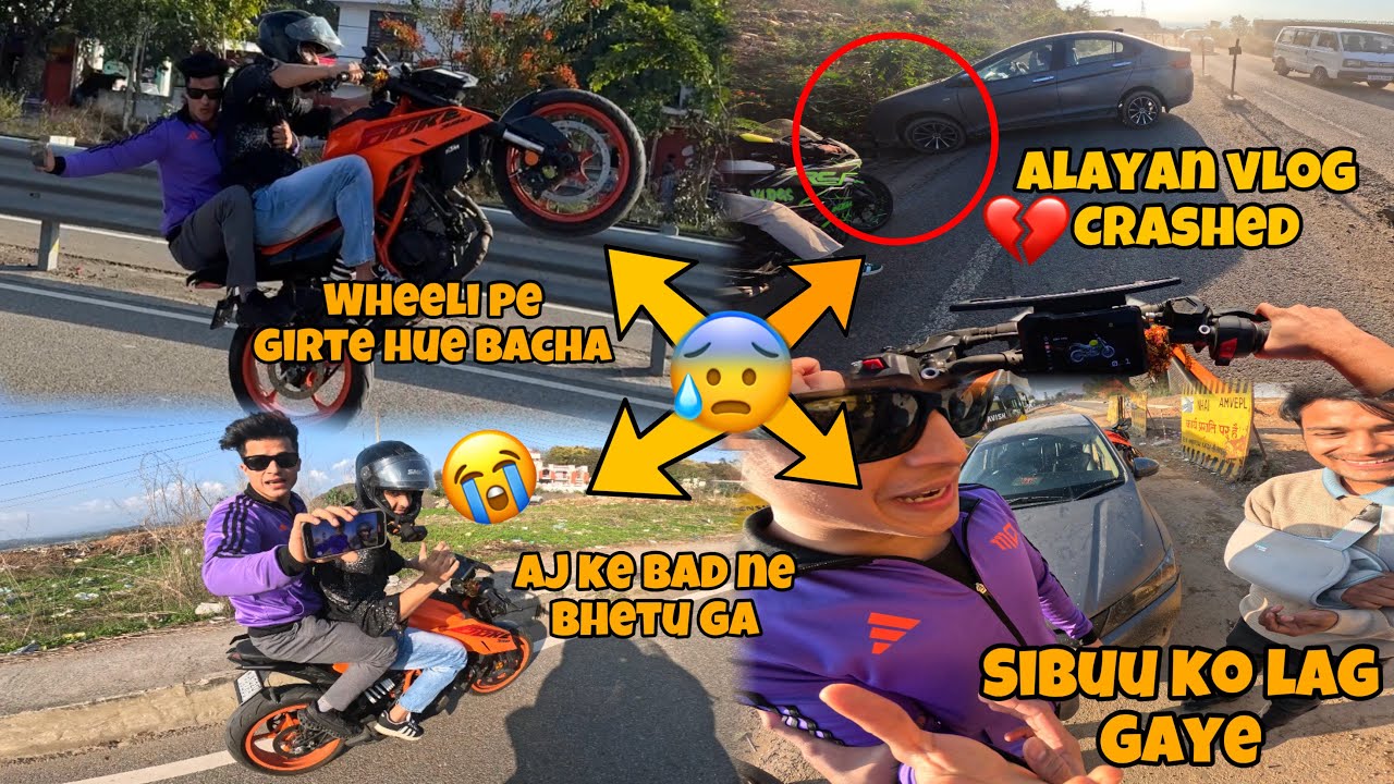 Alayan vlog Cr@shed 💔😰 || aj ke ride pe yh kya ho gaya 😭😭 || wheeli pe cr@sh hoty hue bach gaya 😰😈