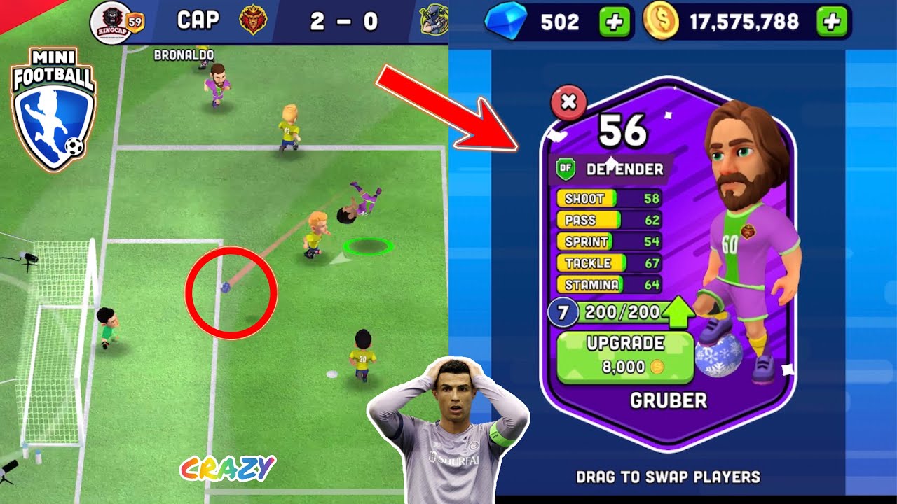 MINI FOOTBALL CRAZY RONALDO BICYCLE KICK 🦵 AND AMAZING UPGRADED PLAYER/KING CAP GAMING