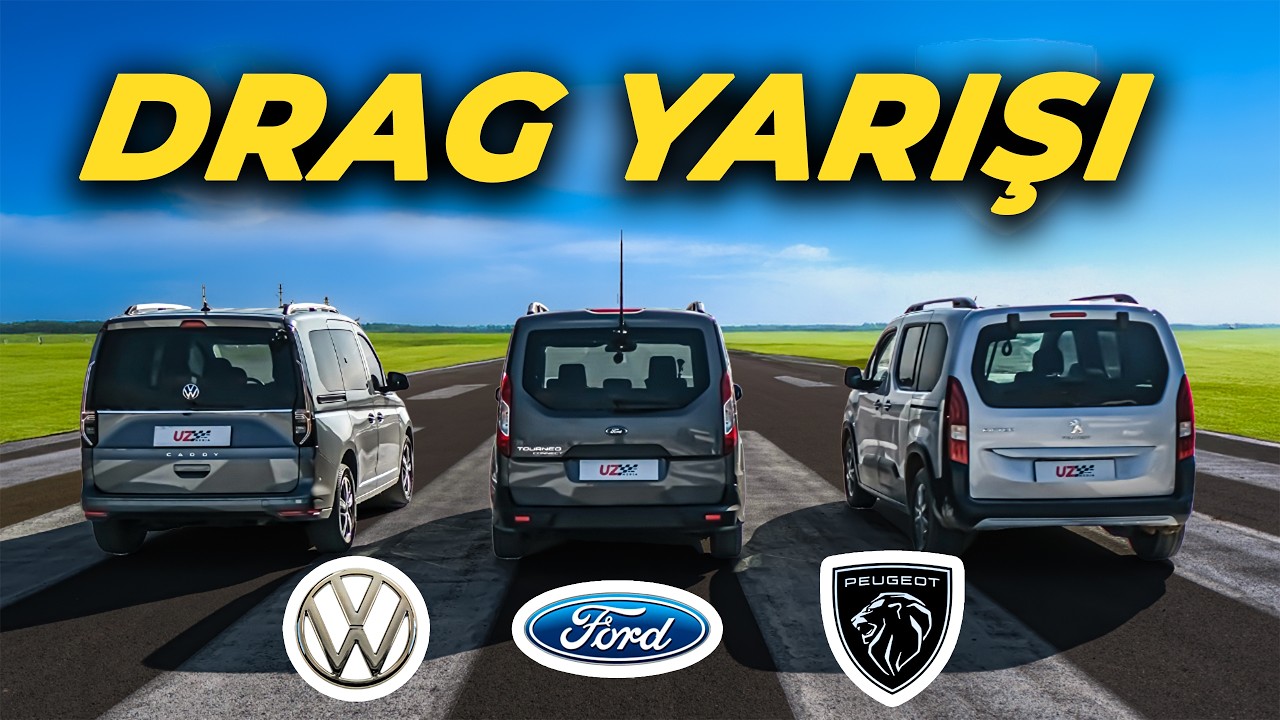 TİCARİ DRAG YARIŞI: Caddy vs Tourneo vs Rifter | VW v Ford v Peugeot | @uzmediatr