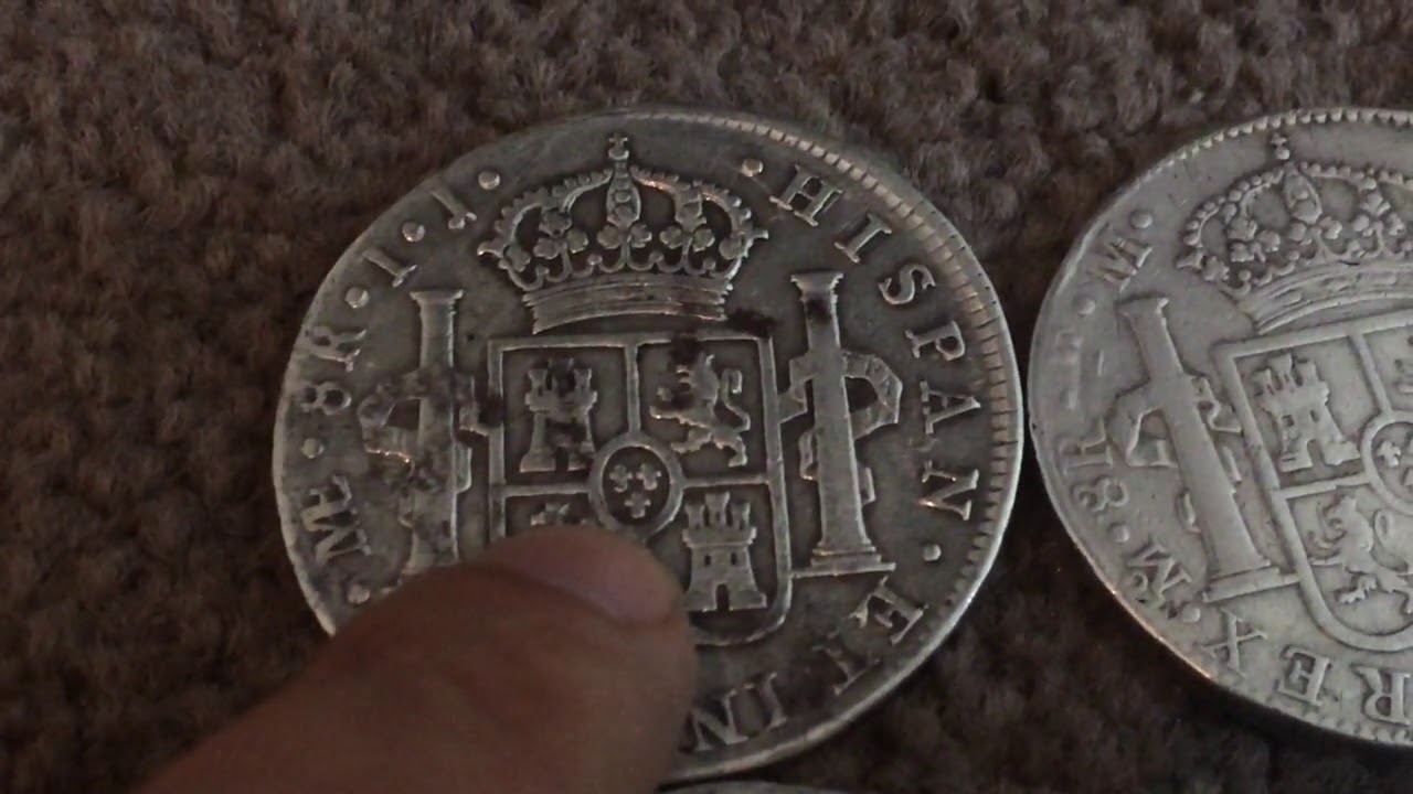 Four Silver Pieces of Eight (8 Reale coins)