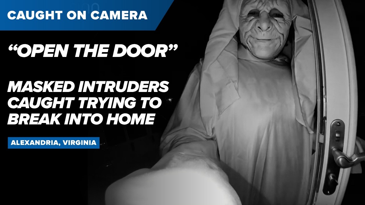 Masked trio in Halloween costumes caught on doorbell camera trying to break into Virginia home