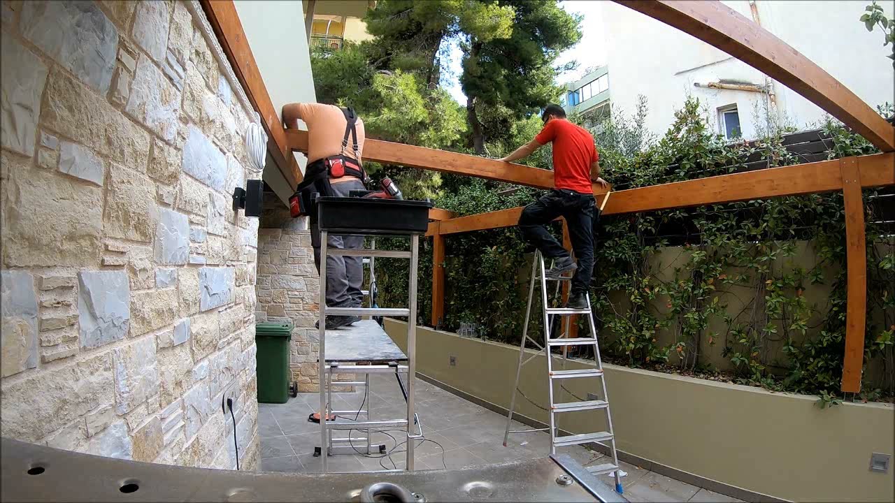 Κατασκευή πέργκολας με τάβλα εξωτερικού χώρου