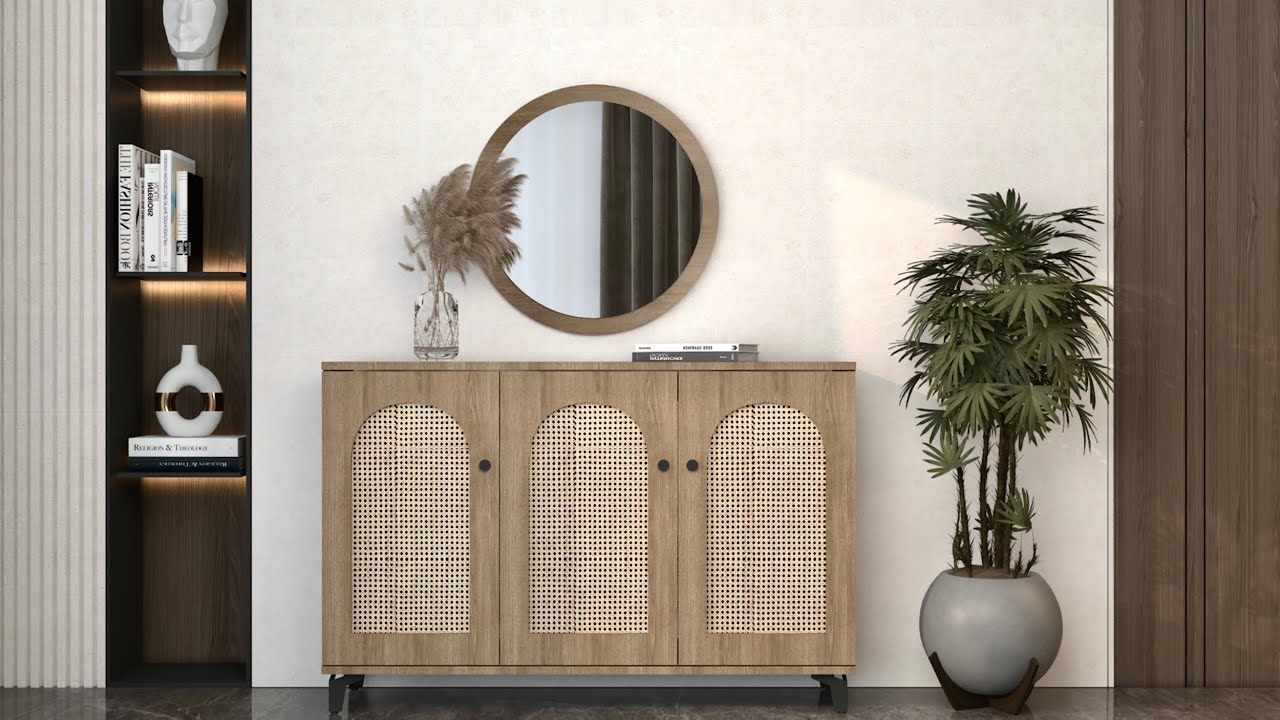 Rattan console with 3 doors / code (C-07)