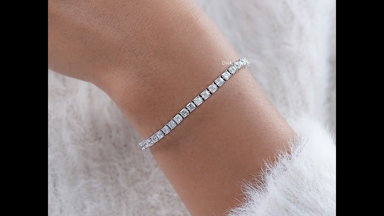 Asscher Cut Lab Diamond Tennis Bracelet @Dvik-Jewels