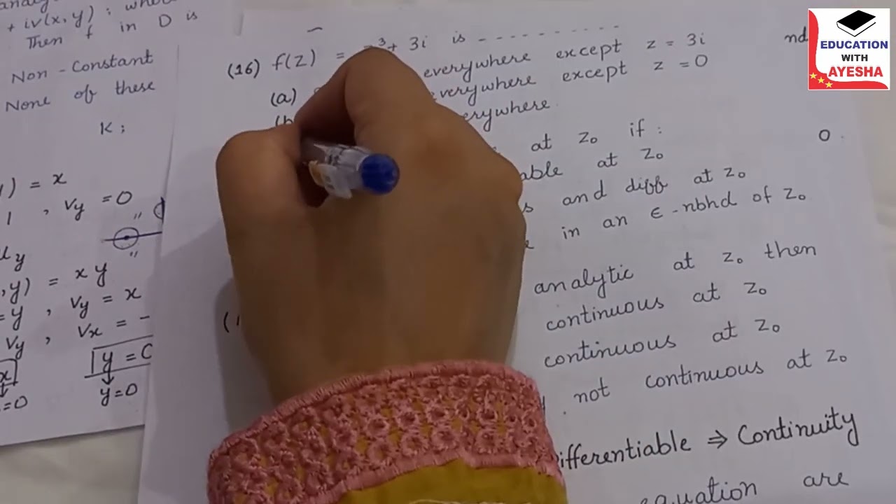 Mcq's of Chapter 2 | Analytic or Regular or Holomorphic Function | Part 3