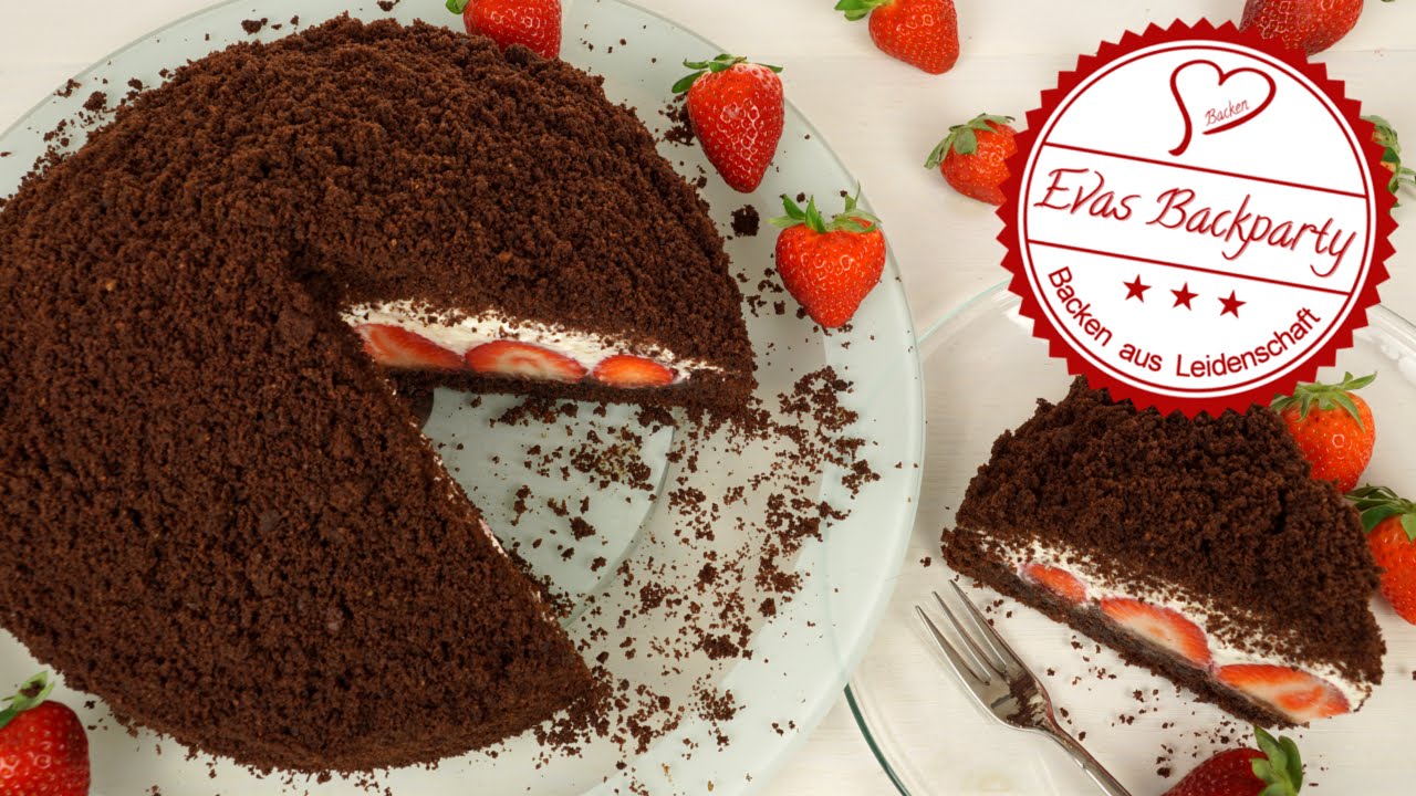 Maulwurfkuchen - Schokoladenkuchen mit Erdbeeren / Maulwurftorte / Maulwurfhügel / Evas Backparty