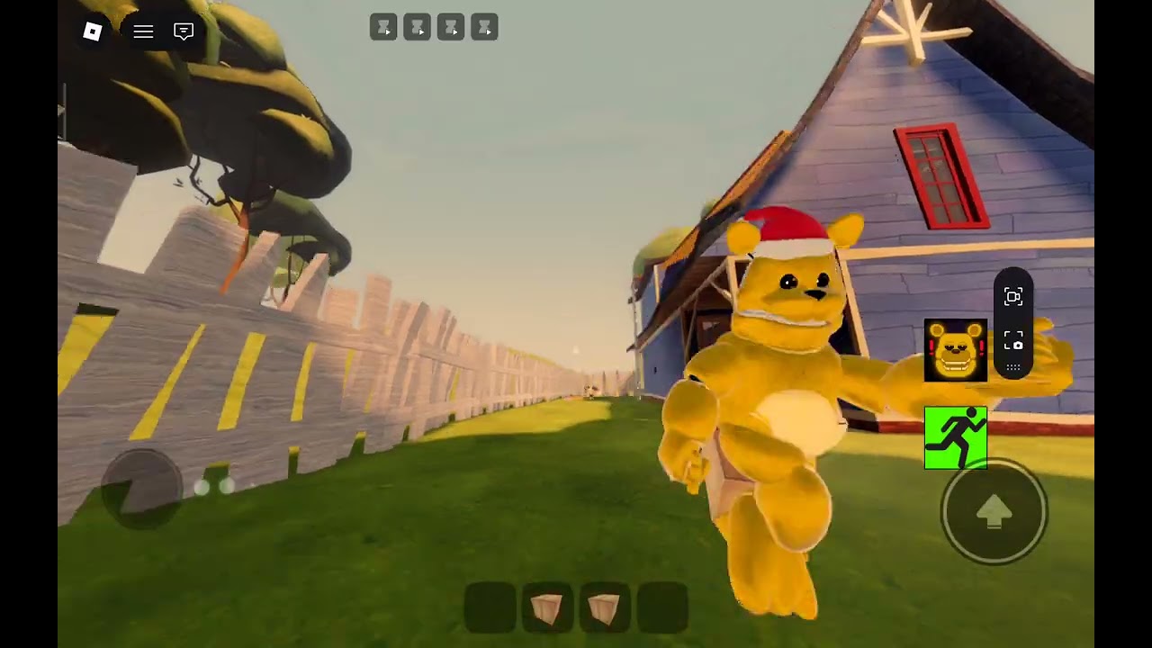 Running from Fredbear in hello neighbor roblox pt7 